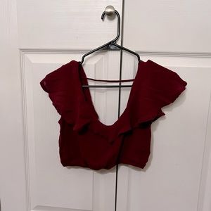 Maroon low cut crop top